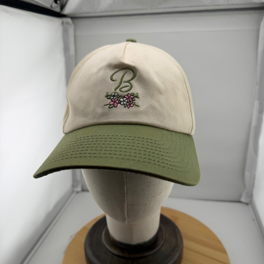 Barstool Golf Floral B Hat Cream Sage Green Snapback Women's Golf Cottagecore